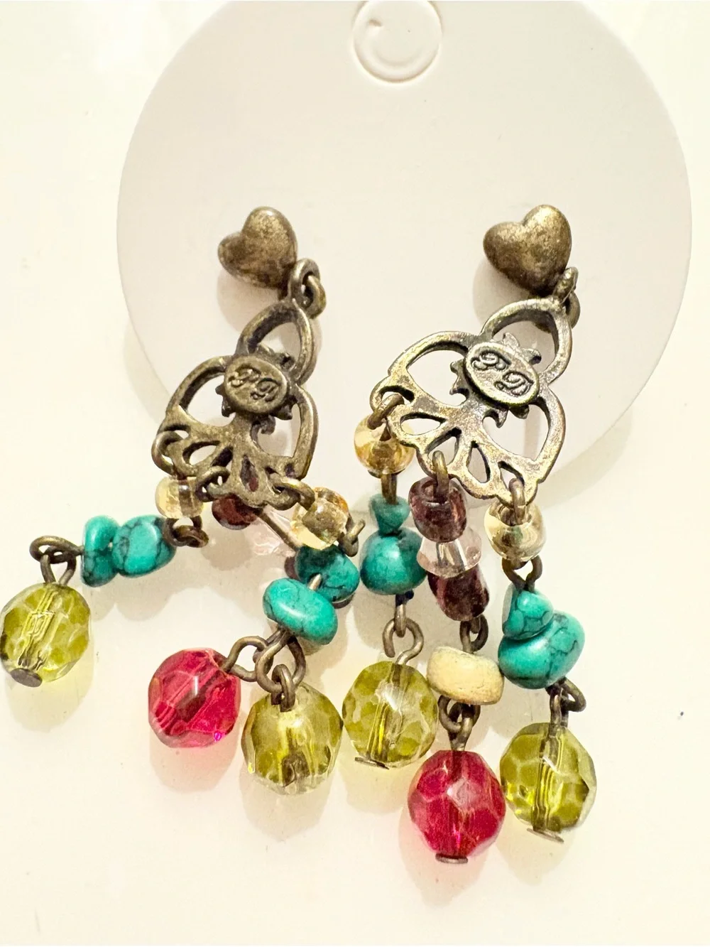 Premier Designs Bohemian Multicolor Beaded Dangle Earrings Antique Chandelier